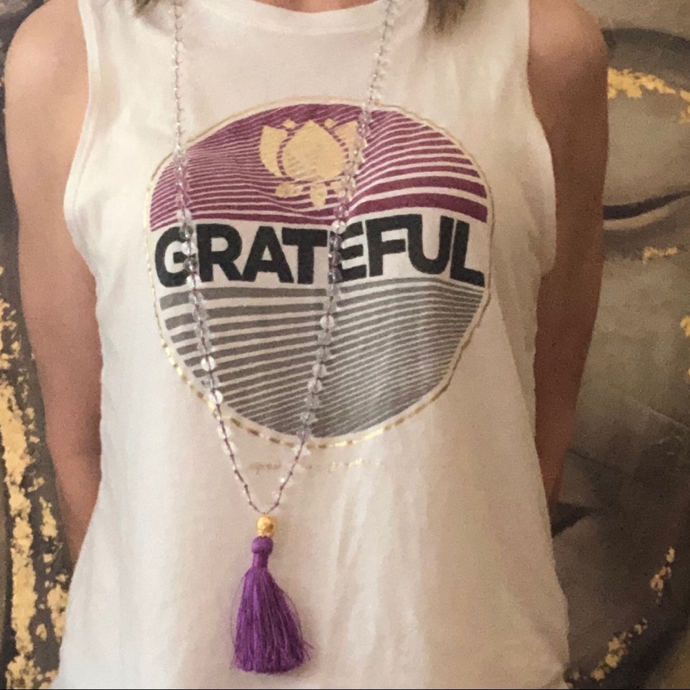 Satya Jewelry CROWN CHAKRA purple mala 40” NEW